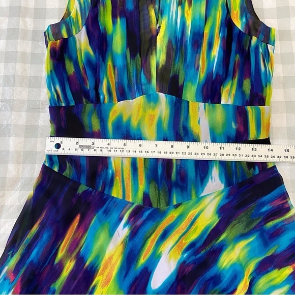 CALVIN Klein dress woven Aline multicolored chiffon fit&flair sleeveles summer 4 - Picture 15 of 16